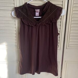 Xhilaration Chocolate Brown Ruffle Blouse